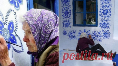 Творчеству все возрасты покорны. 90-я Анеж Кашпаркова вырисовывает узоры на домах, придает красоту своей деревне – В РИТМІ ЖИТТЯ