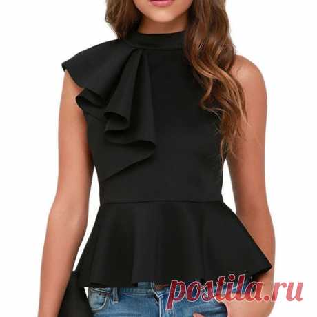 Шифон Blusas feminino Лето Мода 2017 г. Для женщин s майка черный без рукавов элегантные офисные формальные Перемычка рубашка 2017, женская обувь Mujer купить на AliExpress