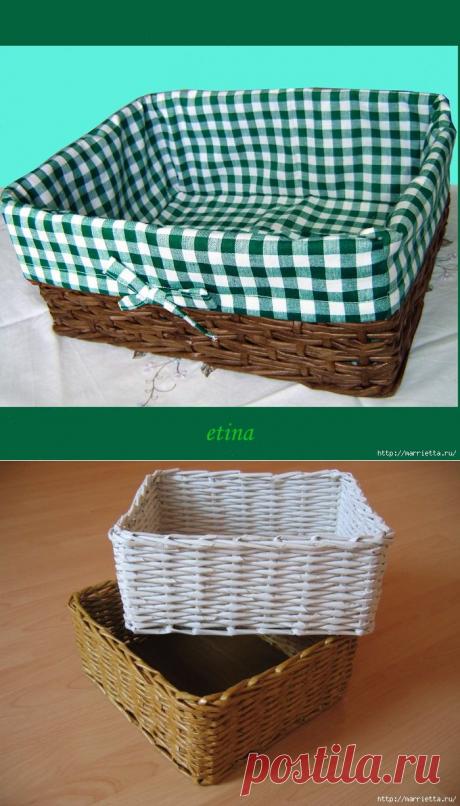 плетение из газет. квадратные корзинки (мк)