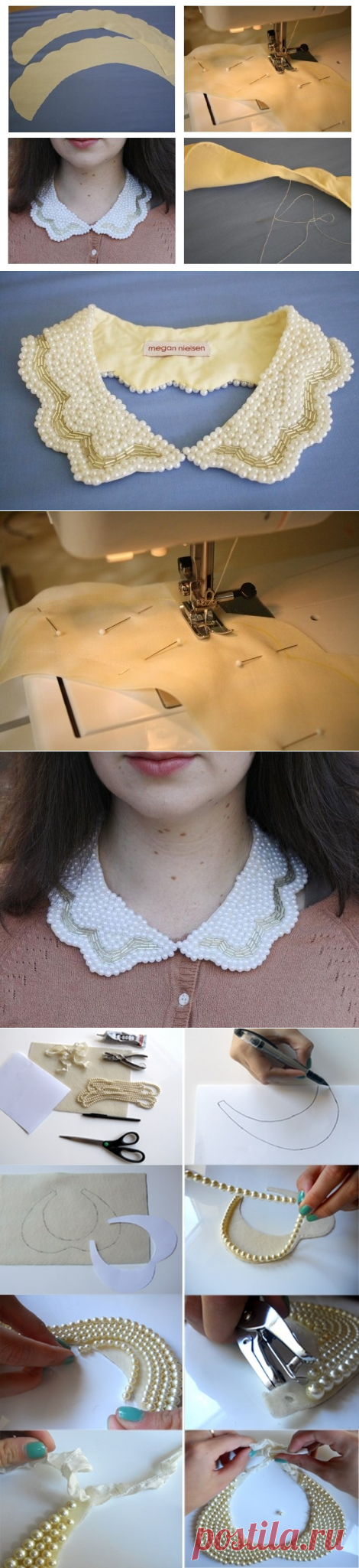 Вышитый воротник из бисера. Инструкция в картинках.