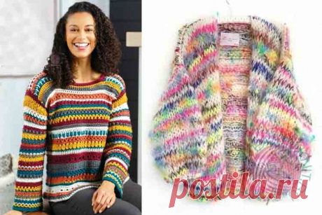 Яркие полосатые кофточки. Идеи вязания из остатков | EasyKnit.ru