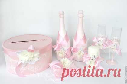 Купить Коллекция аксессуаров "Розовый кварц" - бледно-розовый, свадебный набор, свадебные аксессуары