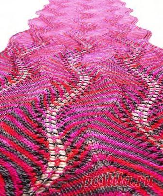 Палантин с ажурными волнами. Спицами. Схемы узоров. / Вязаные идеи, идеи для вязания