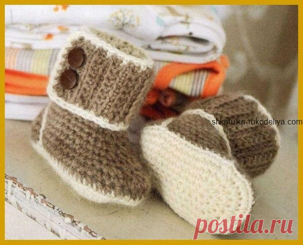 Уютные детские сапожки Уютные детские сапожки крючком. Сапожки из мягкой пряжи для малыша