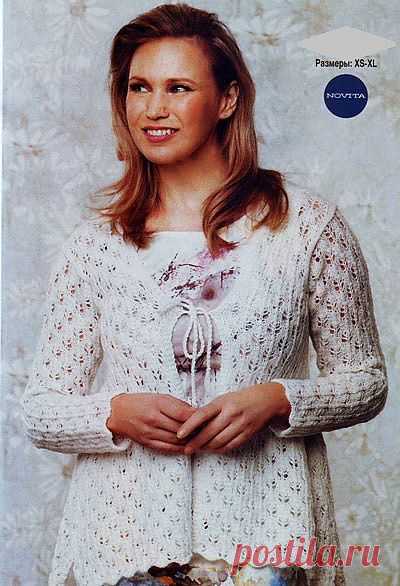 Жакет с ажурным узором для полных