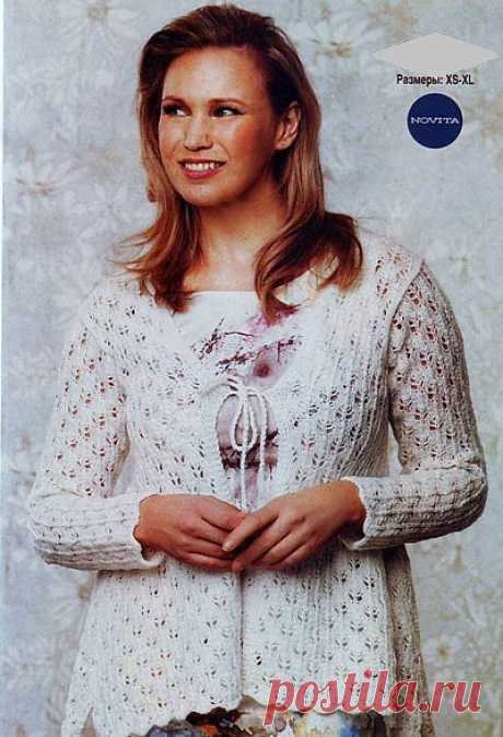 Жакет с ажурным узором для полных