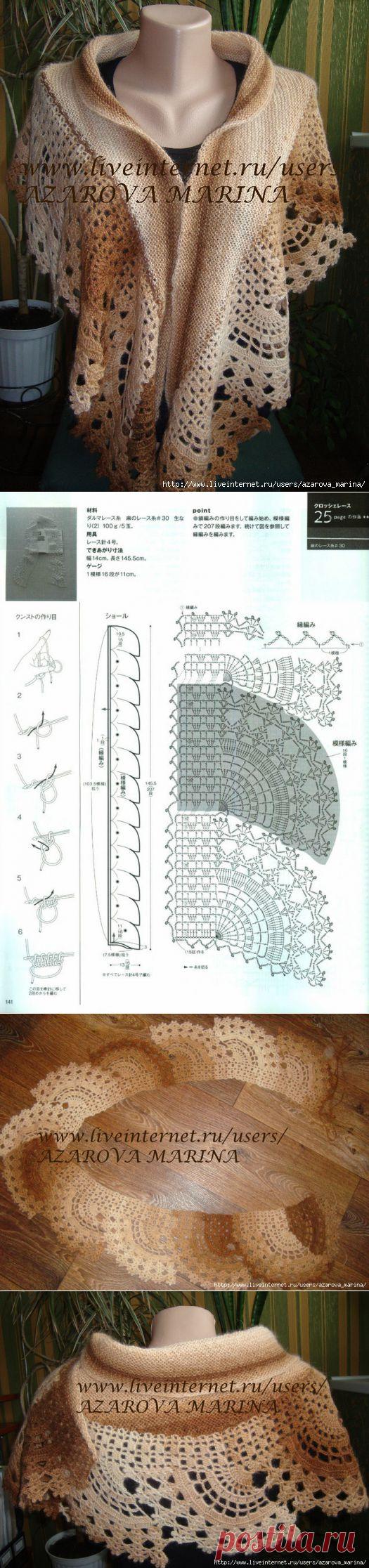 Теплая и нарядная шаль с ажурным бордюром - Рукоделие
