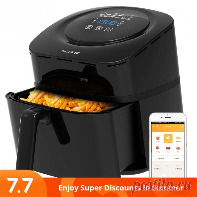 Blitzwolf®bw-af1 smart air fryer with app control, 6l large capacity, temperature control, removable basket, smart recipe and non-stick coating Sale - Banggood.com