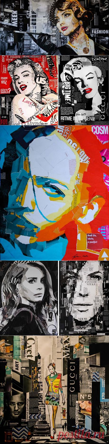 Картины из кусочков журналов — Рукоделие