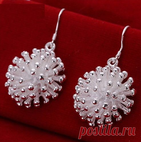 Серьги-подвески "Снежинки" - 925