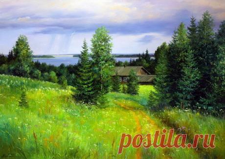Деревенские просторы.Художник Курицын Сергей Павлович.