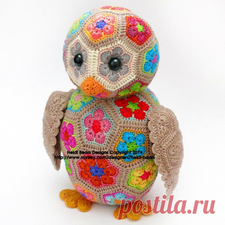 Aloysius the African Flower Owlet Crochet Pattern от heidibears  МАГАЗИН
