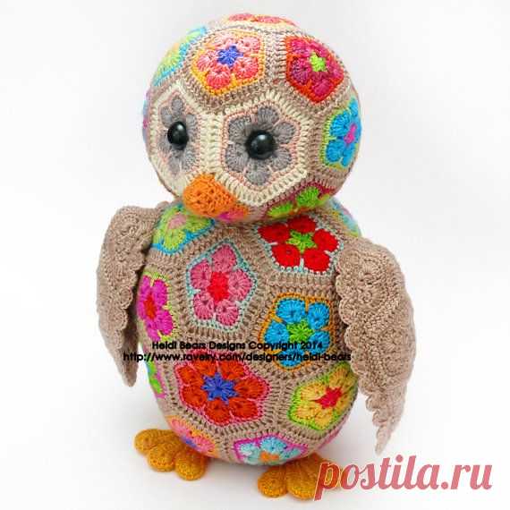 Aloysius the African Flower Owlet Crochet Pattern от heidibears  МАГАЗИН