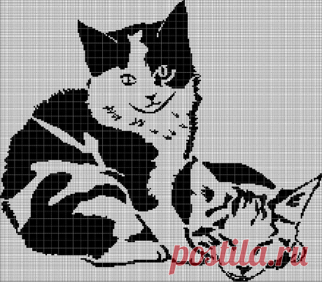 Силуэт кошки, схема вышивки крестом в pdf