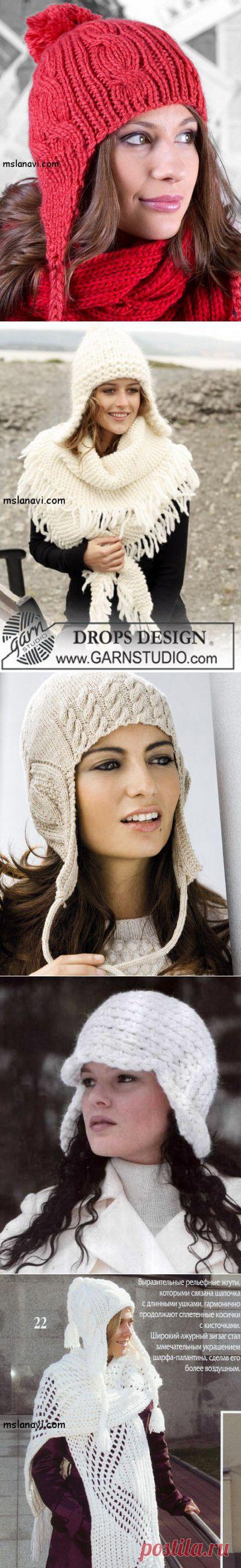 Вязаные женские шапки с ушками или завязками | Мисс Лана Ви | Ms Lana Vi