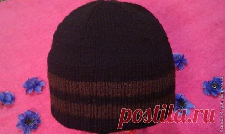 Двойная мужская шапка спицами / Хенд мейд
