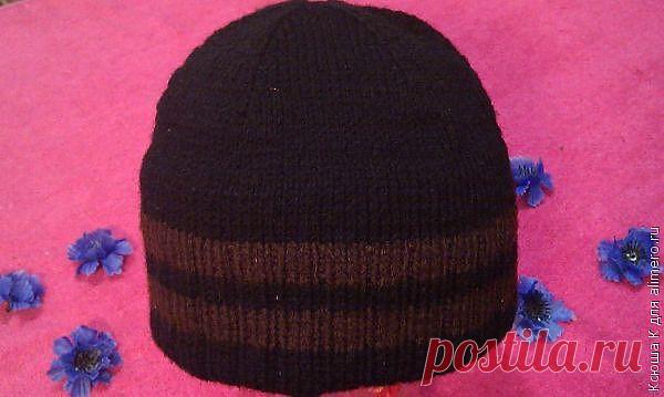 Двойная мужская шапка спицами / Хенд мейд