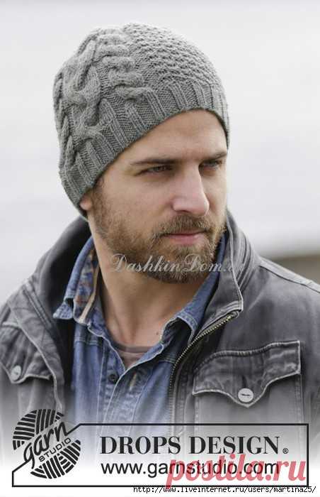 Мужская шапка спицами
