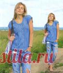 Стильный синий топ - отличная модель под джинсы