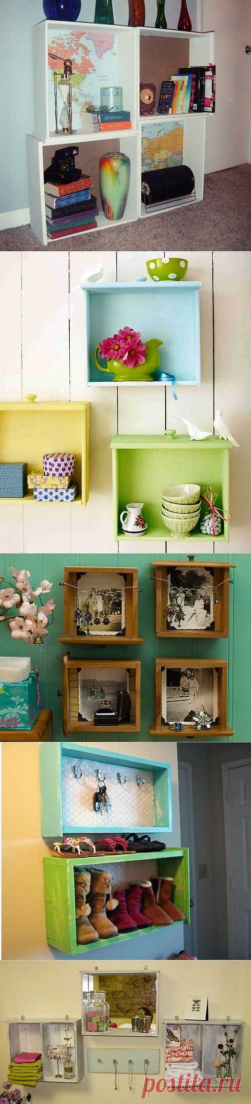 Ящики от старых комодов, тумбочек и шкафов можно и нужно использовать! Ящики от старых шкафов в интерьере (подборка) / Мебель /