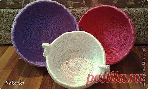 Как с пользой утилизировать полиэтилен или корзинки сшитые из пакетов | Страна Мастеров