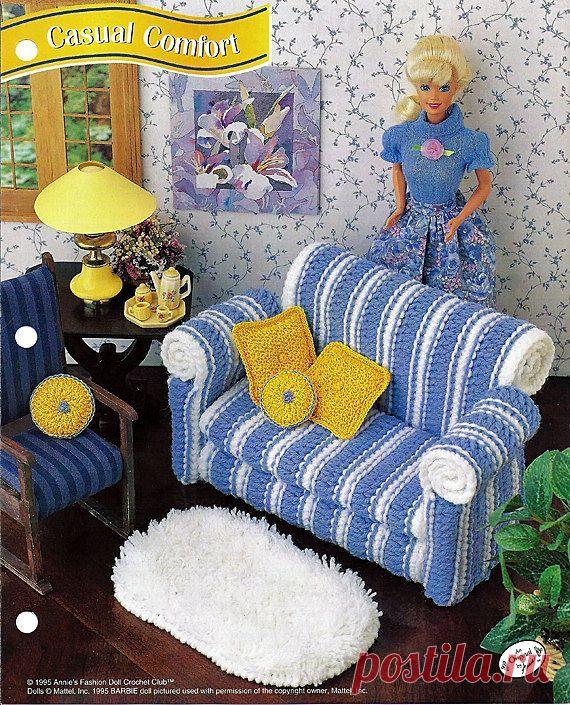 Casual Comfort Couch Crochet Barbie Furniture Patterns Annies Fashion Doll…