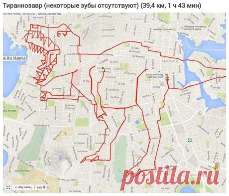 Художник рисует самые большие иллюстрации в мире, катаясь по городу на велосипеде с GPS / Занимательная реклама