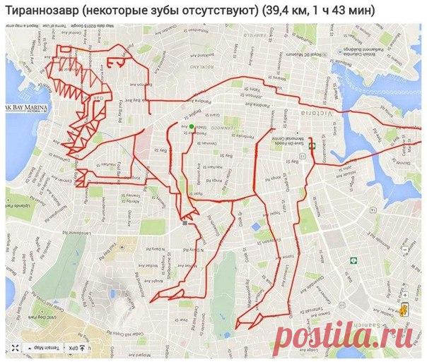 Художник рисует самые большие иллюстрации в мире, катаясь по городу на велосипеде с GPS / Занимательная реклама