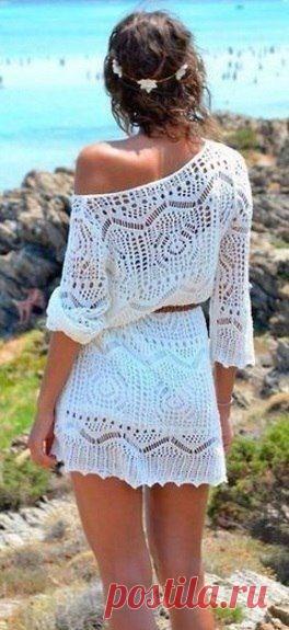 Ажурная летняя туника крючком, схемы