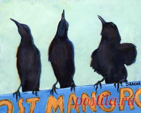 The Weathermen black birds by Dottie Dracos The Weathermen black birds Painting by Dottie Dracos