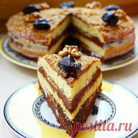 Торт сметанник с черносливом и грецкими орехами — Лучшие рецепты