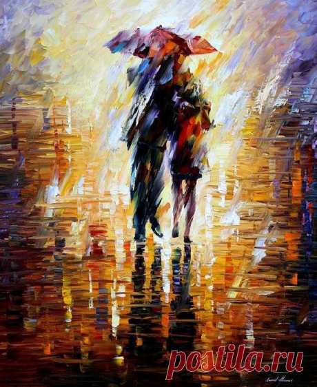 Together In The Storm — PALETTE KNIFE Oil Painting On Canvas By Leonid Afremov…
