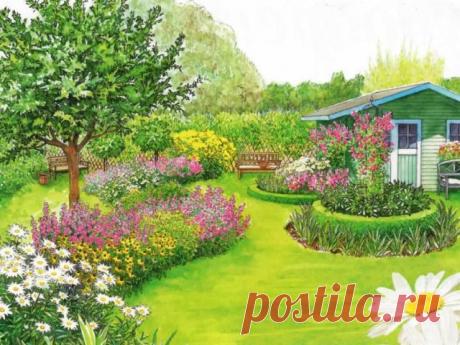 (+1) - Первая идея для сада: Живописные цветники возле дома | 6 соток