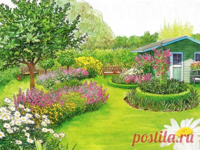 (+1) - Первая идея для сада: Живописные цветники возле дома | 6 соток