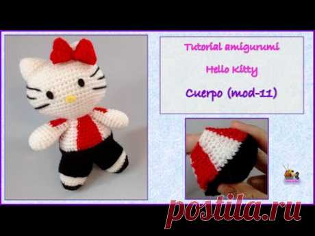 Tutorial amigurumi Hello Kitty futbolista - Cuerpo (mod-11)