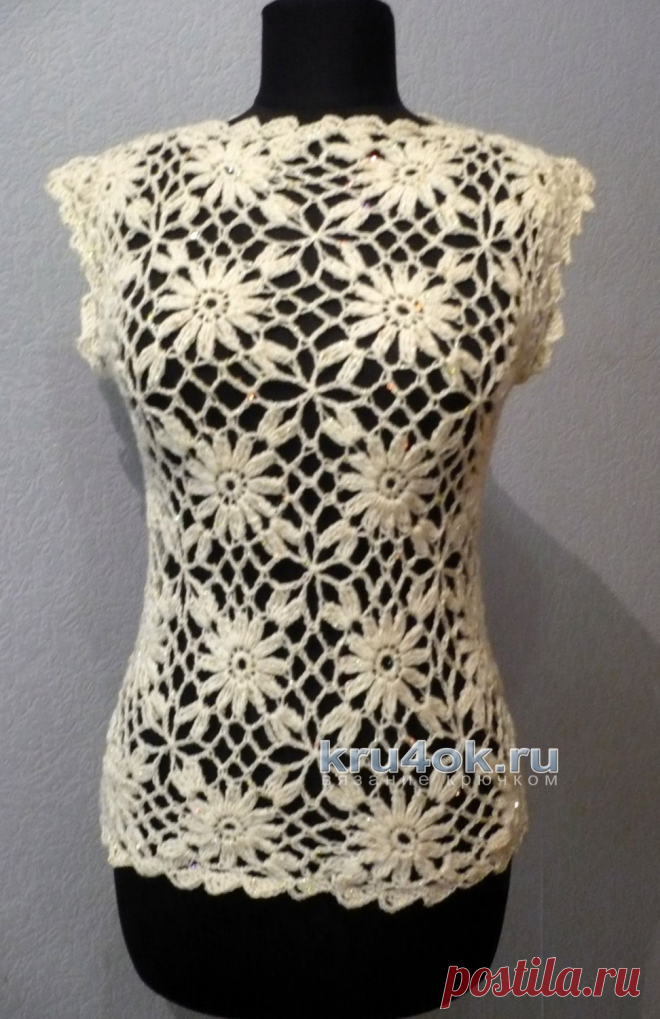 Вязаный топ Ромашки. Работа Светланы Клименко - вязание крючком на kru4ok.ru