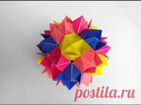 Кусудама цветочная оригами, Kusudama Flower Origami. в плей листь модульне оригами