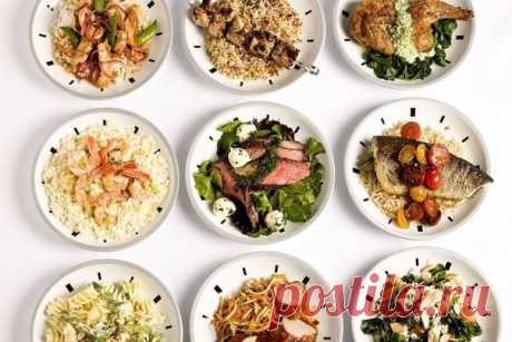 ПРИ ПРАВИЛЬНОМ ПИТАНИИ НУЖНО ЕСТЬ: 

БЕЛКИ: рыба, яйца, индейка (!), курица (лучше белое мясо), молоко, творог, мясо — говядина, свинина, баранина. 

УГЛЕВОДЫ: рис, печеная или вареная картошка, макароны, хлеб грубого помола, овсянка, гречка, бананы, цитрусовые, изюм 

КЛЕТЧАТКА: капуста простая, брюссельская, брокколи, цветная, шпинат, морковь, свекла, кабачки, баклажаны, фрукты. 

ЖИРЫ: орехи, оливковое масло, лосось.