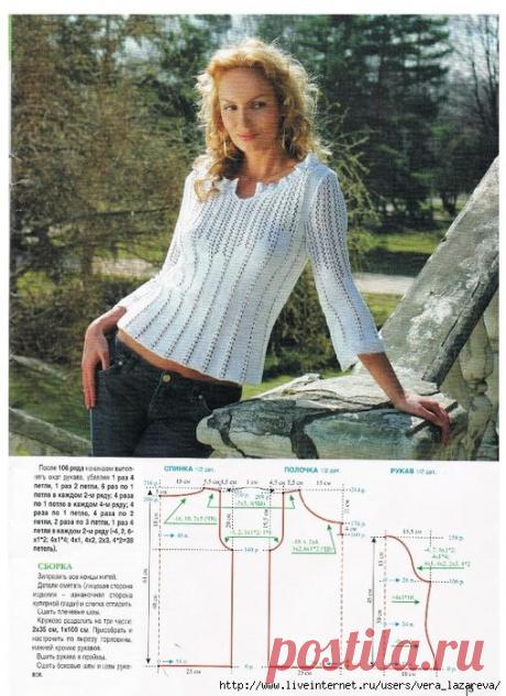 Туника с кружевом.Машинное вязание..