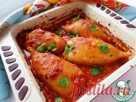 Запеченные кальмары, фаршированные киноа микс - кулинарный рецепт