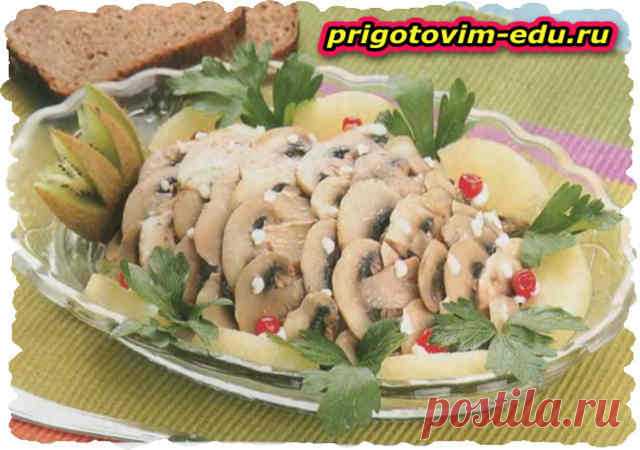 Салат из курицы с грибами 🥣. Кулинарные рецепты с фото и видео