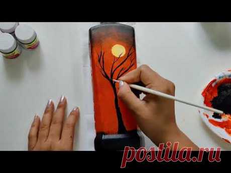 Bottle painting art/ easy glass painting