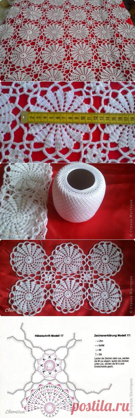 Небольшая скатерть крючком из мотивов.