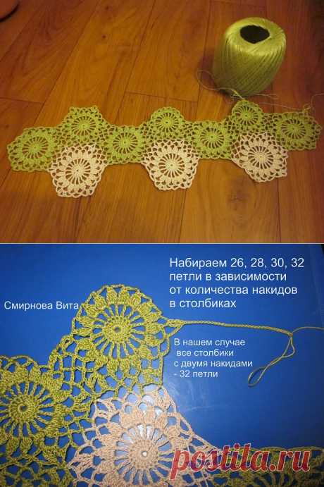Узор &quot;Ромашки&quot; без отрыва нити.
