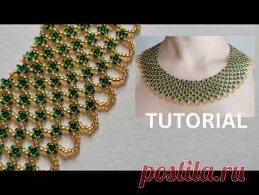 Wide seed bead necklace, beading tutorial