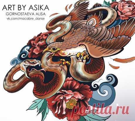 Hawk with Snake. Tattoo sketch, neotrad. on Behance