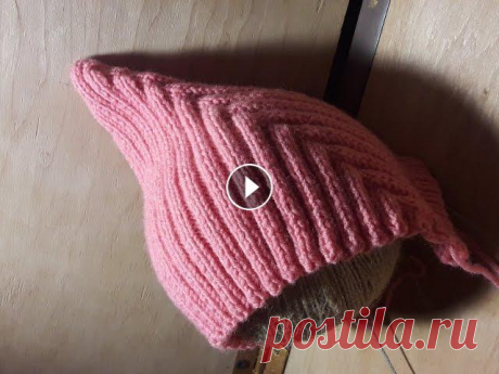 Модная детская шапочка спицами,  как связать?  Урок по вязанию.  (Pixiehat  шапочка) Онлайн вязание и текстовое описание смотрите здесь...