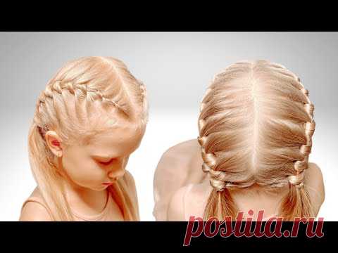 Прическа с необычным плетением | Детские прически - YouTube