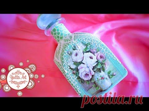 Декор бутылки / Как декорировать / Чем декорировать - YouTube