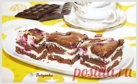 Вкусные и простые рецепты: Брауни с творогом и вишней